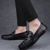 Loafers Moccasin Flat Man Casual Shoe Soft Animal Print Leather Shoes for Men Black Round Toe 2025 Trend Size 45 Pu Common Retro