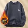 Men's Fleece-Lined Letter Print Round Neck Sweatshirt