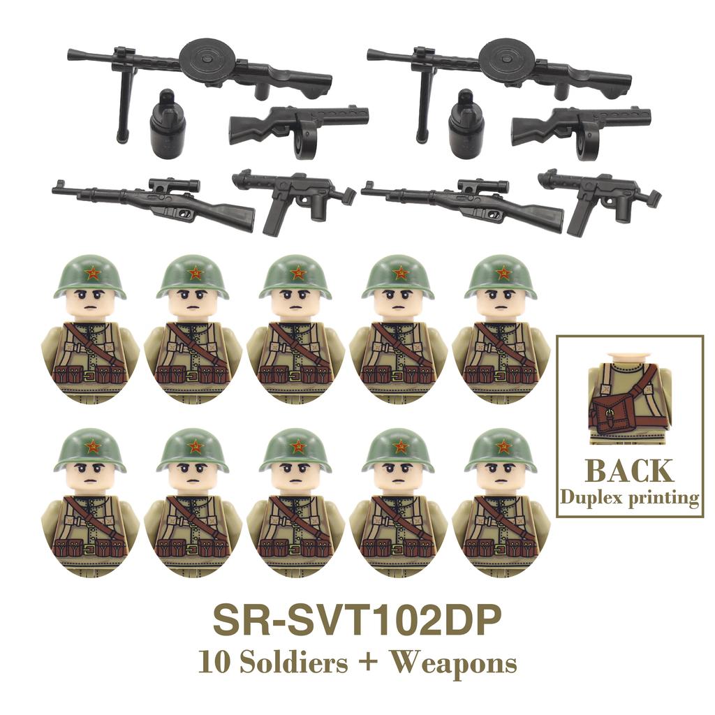 DIY WK2 Infanterie Sanitäter Soldat Motorrad Sowjetische US-Armee Militär Waffe Waffen Baustein Ziegel Kinder Kind Geschenke Spielzeug