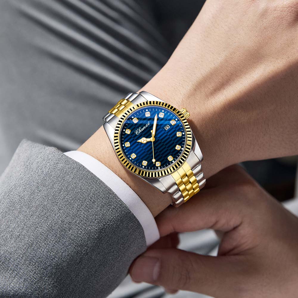 CHENXI Men's Classic Watch Date Display Stylish Men's Wristwatch Steel Bracelet Quartz Watch Male Clock Relojes Para Hombres
