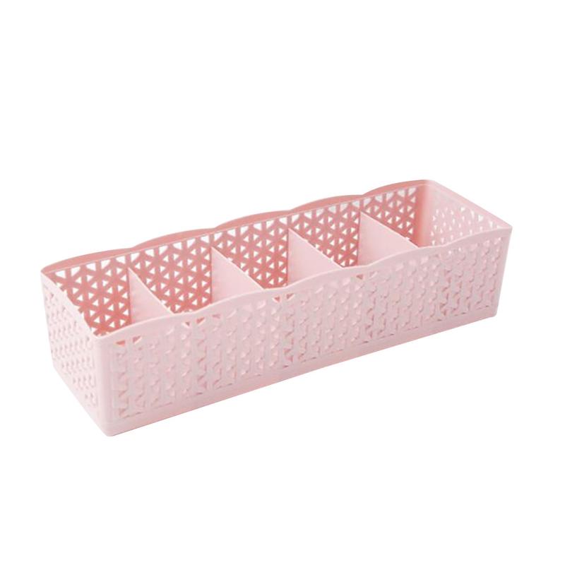 5 Cells Plastic Organizer Storage Box Tie Bra Socks Drawer Cosmetic Divider Housekeeping Container