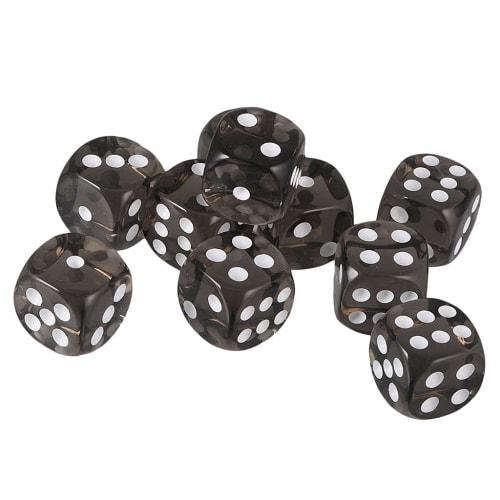 [Generic] Set of 10 Tabletop Role-Playing Game Acrylic Toy Six-Sided Dice, D6, Available In 10 Colors - Black
