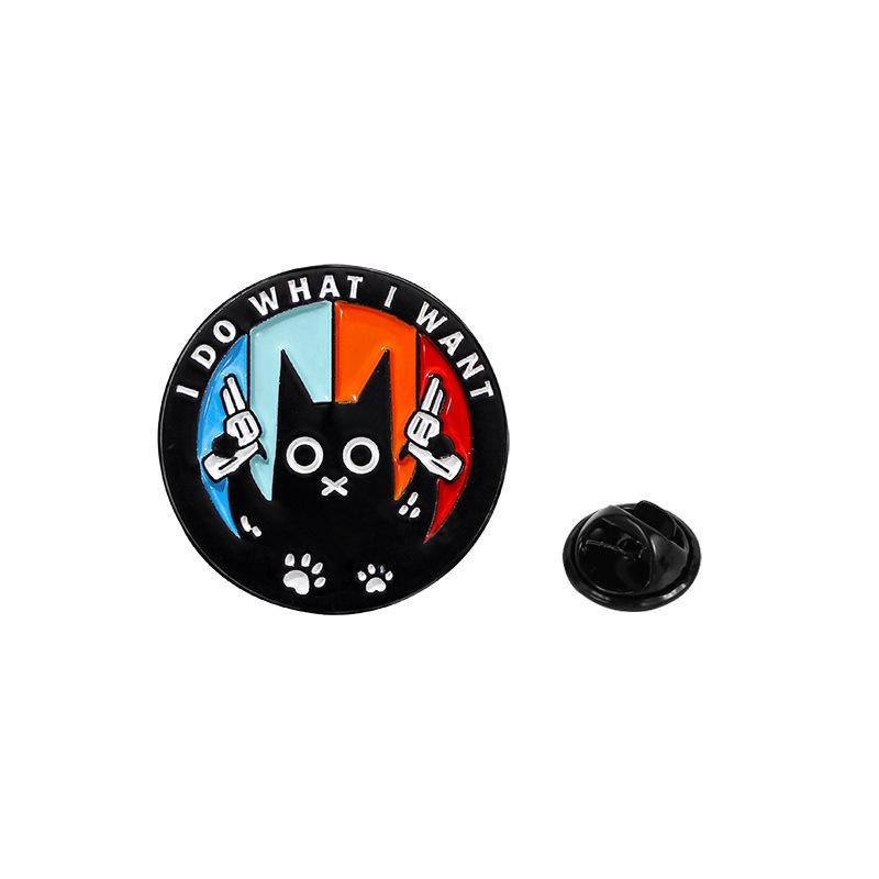 Original Cartoon Katze Metall Brosche Niedliche Tier Serie Schwarze Katze Pistolen Abzeichen Heiß verkaufte Pin Zubehör