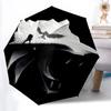 1pc The Witcher Automatic Umbrella   8 Rib Portable Folding Black Iron Frame for Outdoor, Beach, Travel, Beach Umbrella  0905196