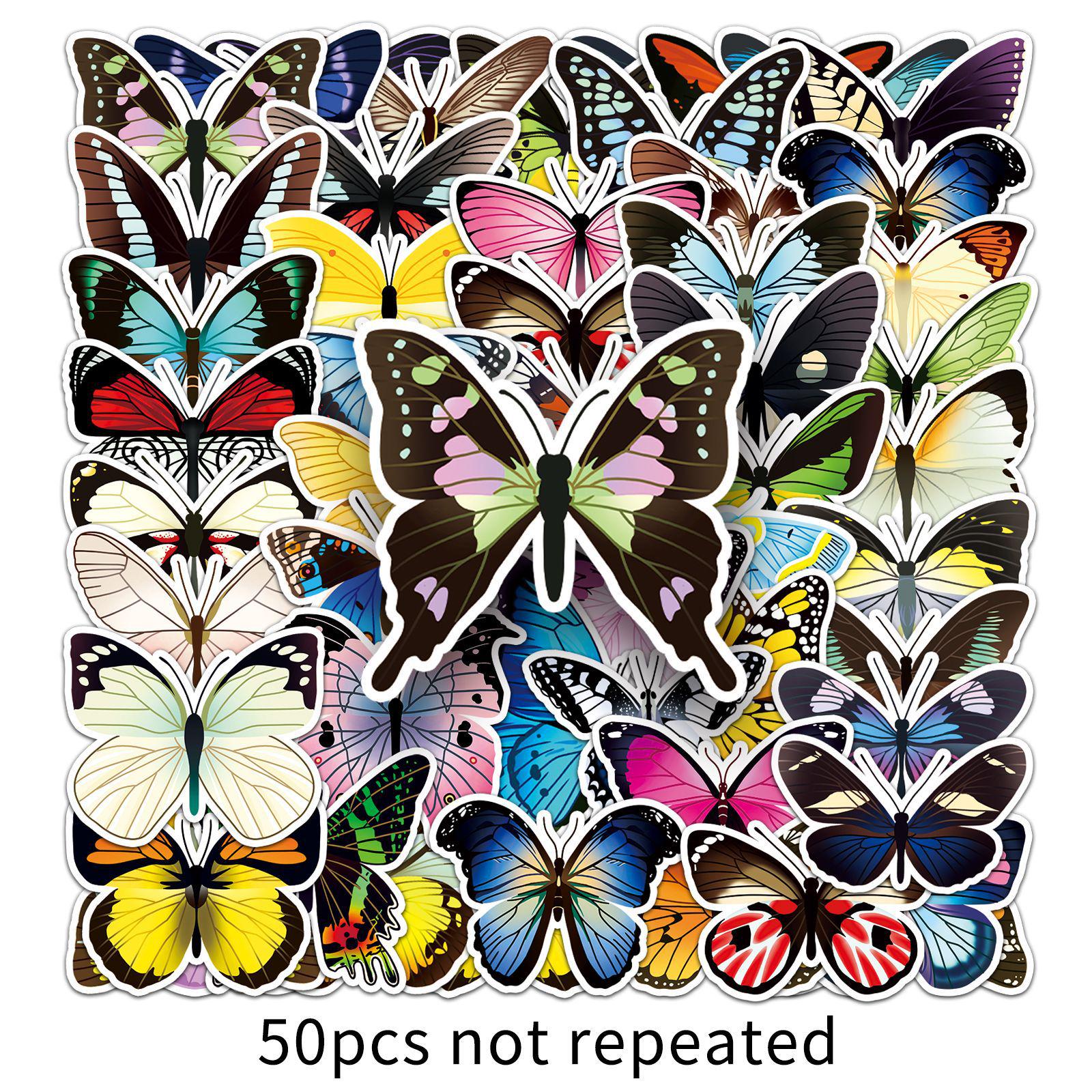 50 Original Hand-Painted Butterfly and Insect Stickers for DIY Journals and Notebooks
