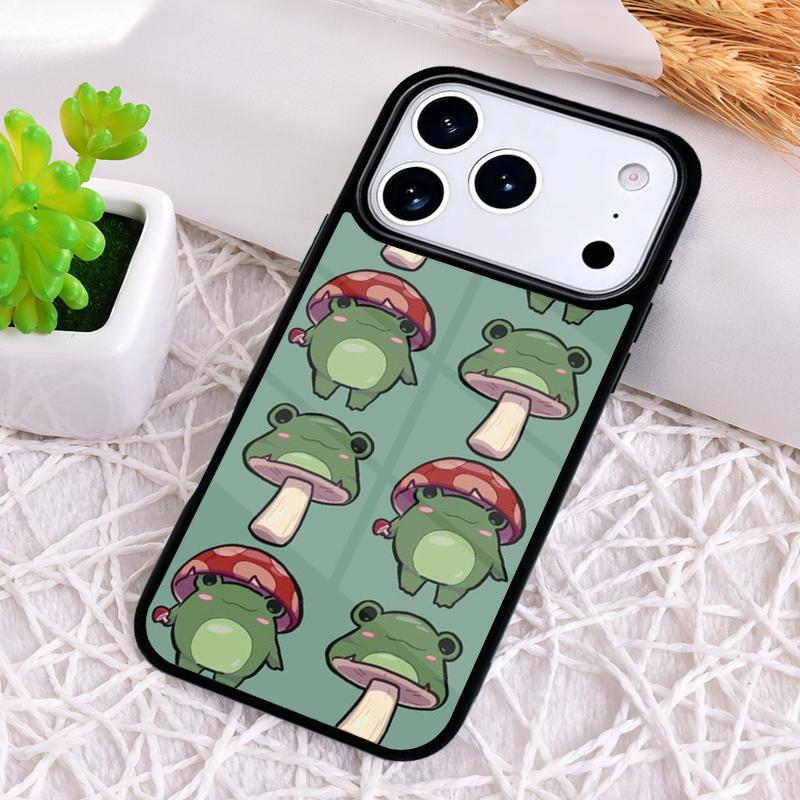 Kawaii Frosch Pilz Handyhülle für iPhone 17 Air 16 15 11 12 14 13 Pro Max Stoßfeste Hülle