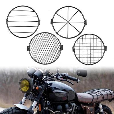 Schwarzer runder Retro-Scheinwerfer mit Netzabdeckung für CG125- und GN125-Motorräder