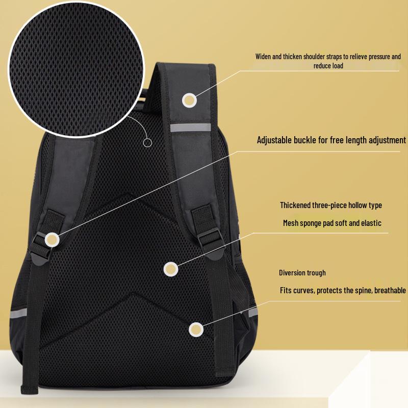 Cross-border Classic Mountains & Seas Stick Figure Kids' Backpack for Grades 1-6 - Load-Reducing Double Shoulder Bag for Boys