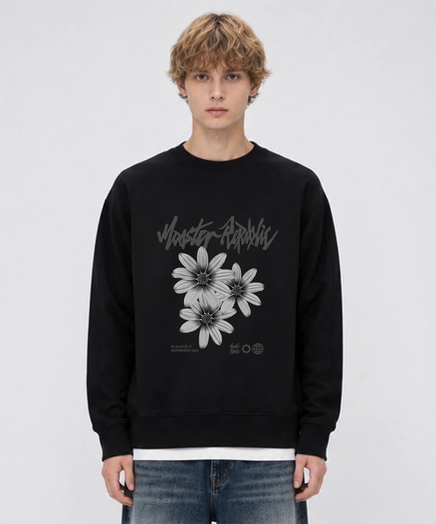 MONSTER REPUBLIC Daisy Flower Gray Sweatshirt Black_9129