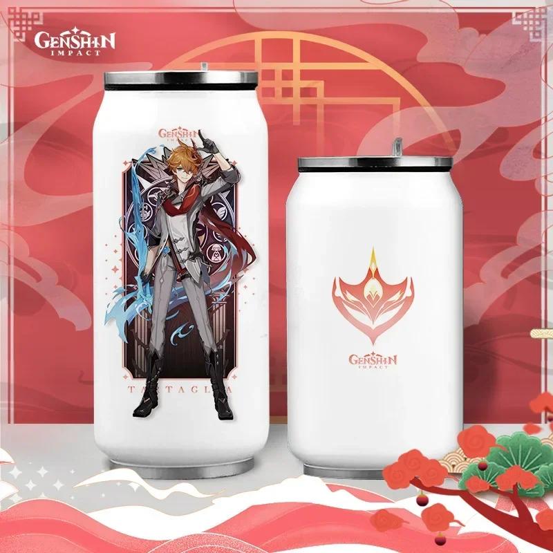Anime Genshin Impact Thermos Bottle Stainless Steel Coffee Mup Zhongli Klee Portable Water Cup Drinking Bottle Thermos Flask