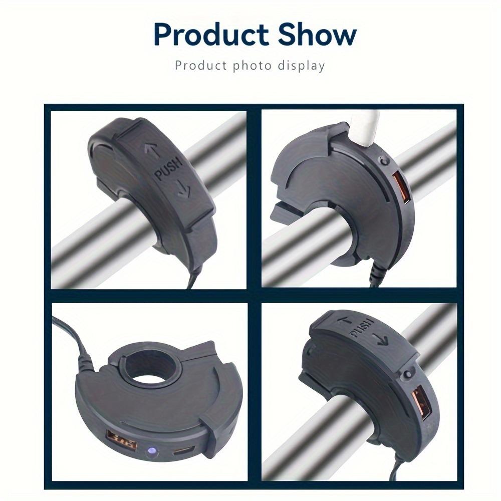Quick Release Motorcycle USB Charger - Slim Profile Universal Handle Mount with QCPD Fast Charging DC 12-24V