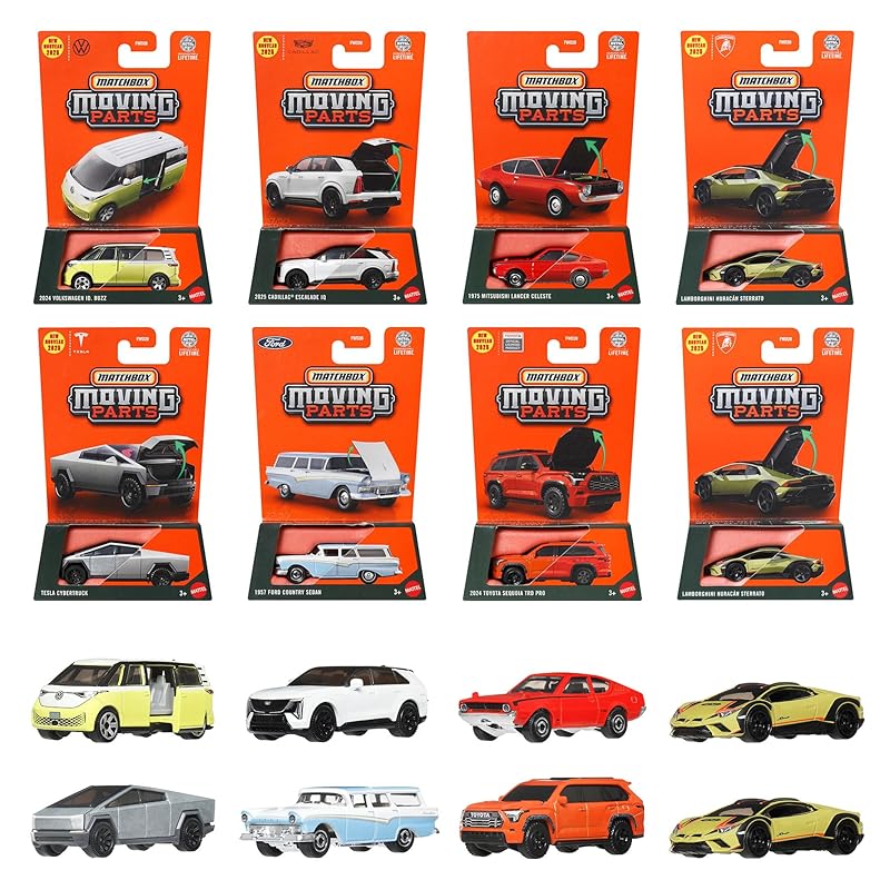 

Matchbox Moving Parts Assorted Vehicle Toy Mini Cars, 8-Car Set, Box Set, Ages 3+, Multi-Purpose, FWD28-985H