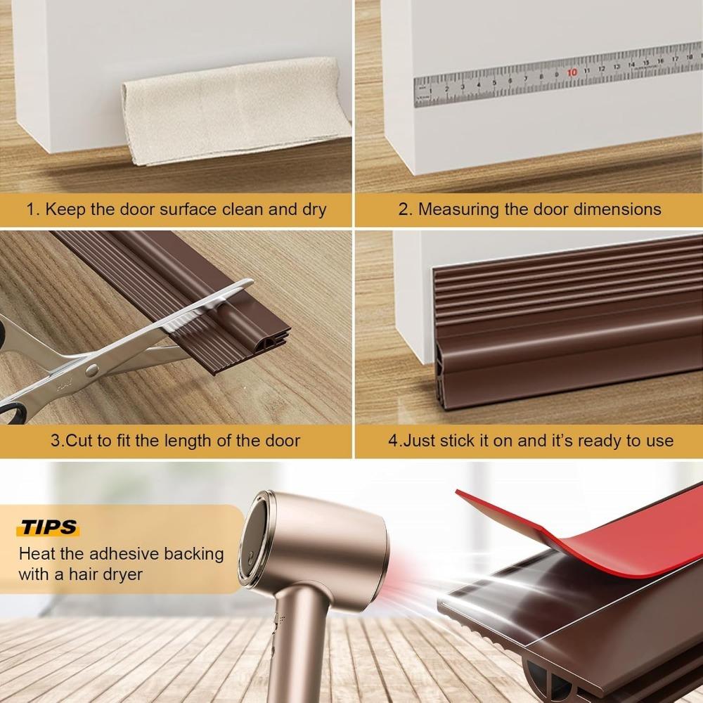 1M Door Bottom Sealing Strip TPE Flexible Cuttable Easy Installation Sliding Window Weather Stripping Triple Soundproof Strip