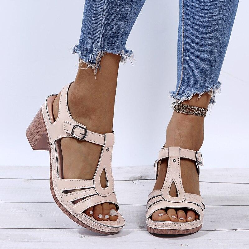 Pásek na přezku Dámské Boty s otevřenou špičkou Sandály Ženy Pantofle Dámské Platforma Vysoké podpatky Sandály Dámské Venkovní boty Sandály Léto