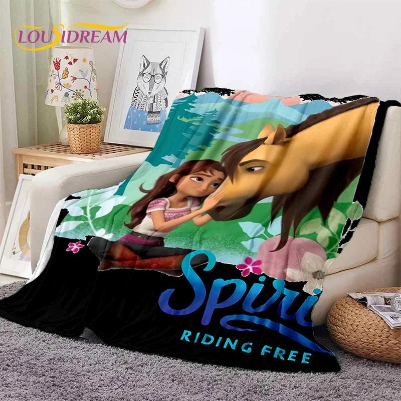 Spirit Riding Free Cavalli dei Cartoni Animati Coperte Morbide, Coperta Plaid Calda Comoda per Picnic Letti Divano Casa Camera da Letto Regalo Ragazza