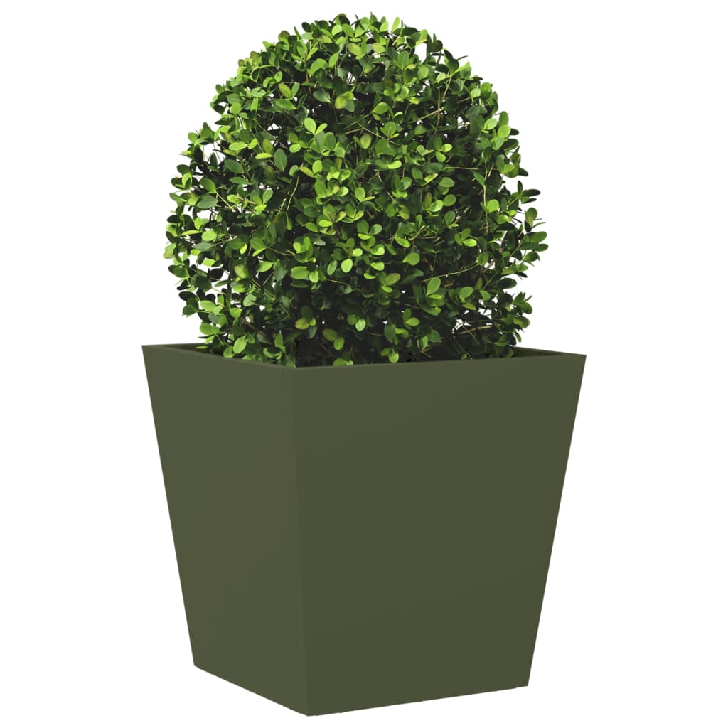 Vidaxl Garden Planter, Olive Green, 40X40X40 Cm, Steel