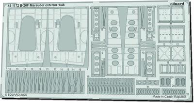 Eduard 1/48 B-26F Marauder Ätzteile Außen (für ICM) Kunststoffmodellbausatz Teile EDU481172 (Flugzeug)