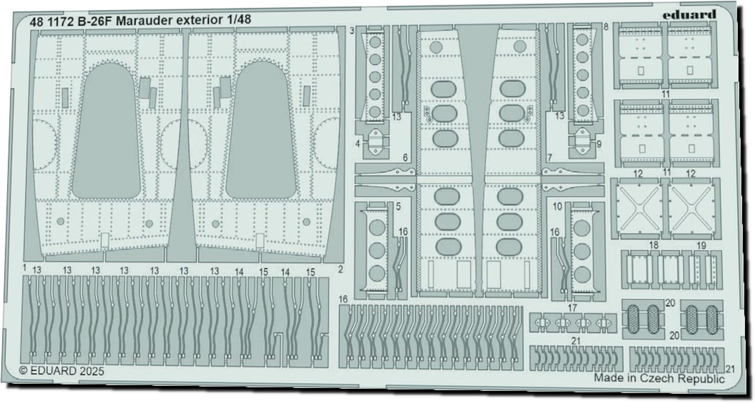 

Eduard 1/48 B-26F Marauder Exterior Etching Parts (for ICM) Plastic Model Kit Parts EDU481172 (Airplane)