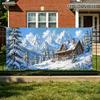 Snowy Mountain Cabin Garage Door Banner, Winter Wedding and Holiday Party Decor