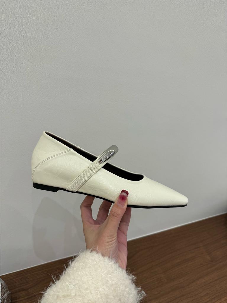 Inner Height Increase Pointed Mary Jane Shoes Women's Shoes Spring and Summer Shallow Mouth with Skirt Gentle Evening Single Shoes