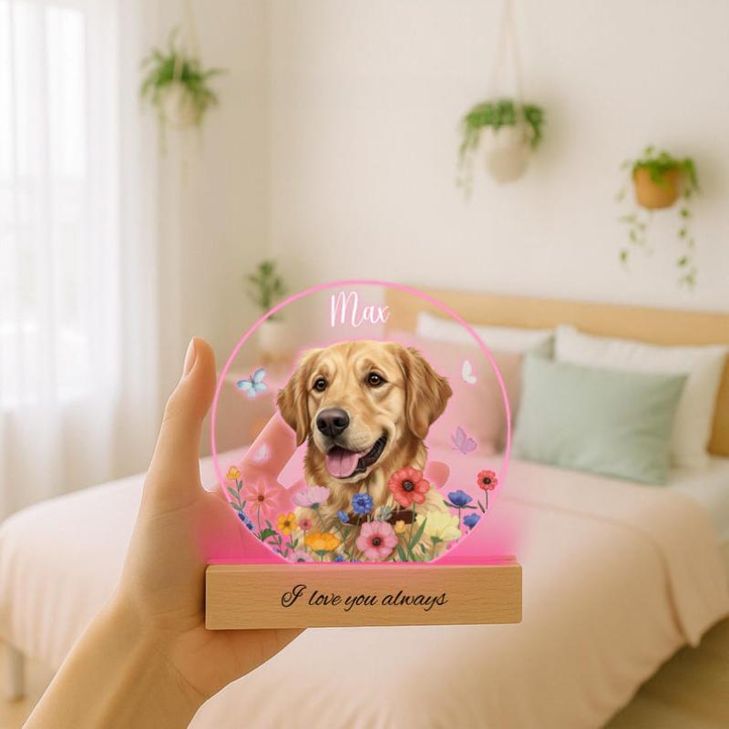 Personalized Pet Image Luminous Ornament Valentine Day Exclusive Gift for Cat Dog Lovers Home Desktop Decorative Lamp Custom Pet