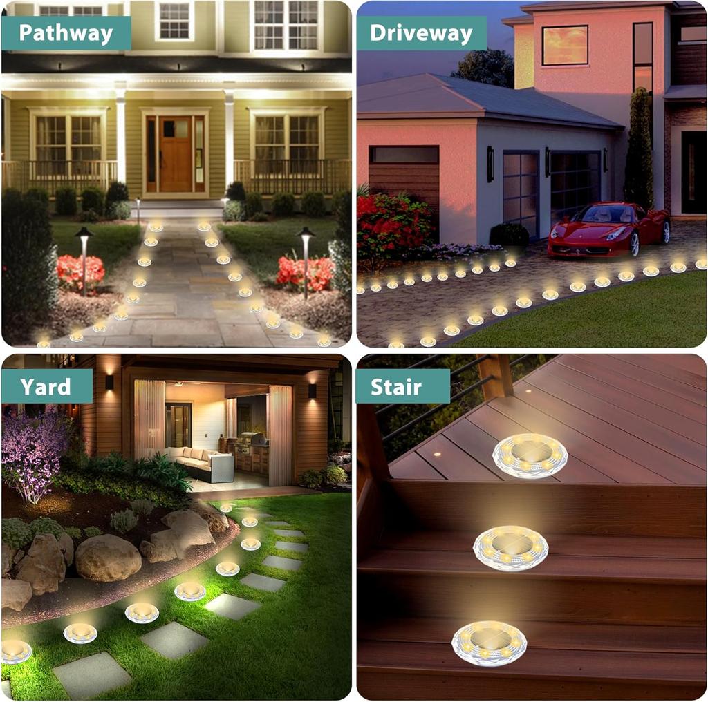 4/8PCS Solar Lawn Lights Outdoor 8 LED Solar Underground Lamp Waterproof Solar Buried Light for Garden Patio Pathway Landscape