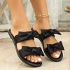 Flat-bottomed European and American One-word Slippers Women's Summer New Large-size Bow Beach Cool Slippers