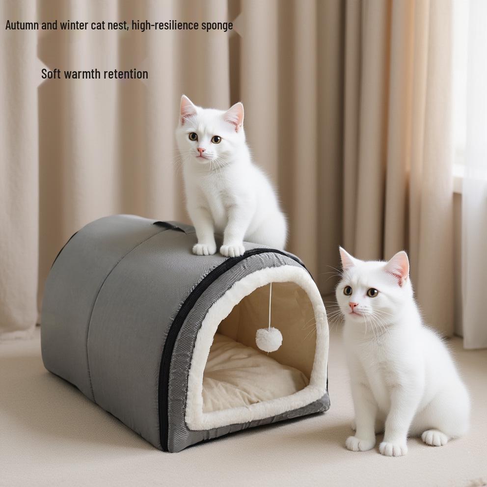 Four Seasons Washable Pet Bed: Winter Warmth for Cats & Dogs, Indoor/Outdoor Use, Cozy Villa Design, Dog House & Mattress