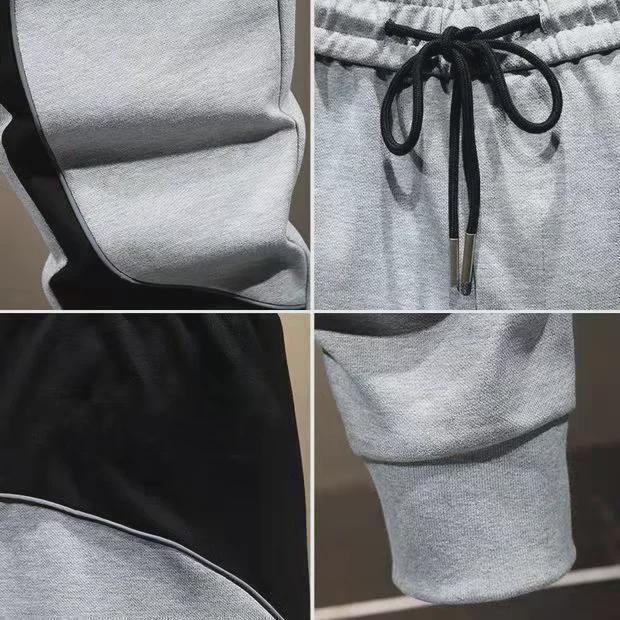 Men's Large Korean-Style Trendy Loose Sweatpants with Cuffed Stitching