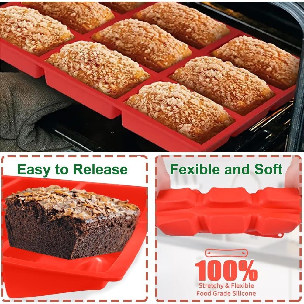 Silicone 9 Cavity Bread Mold Nonstick Baking Molds for Loaf Corn Bread Brownies Muffins Rectangular Soap Cheesecake Molds