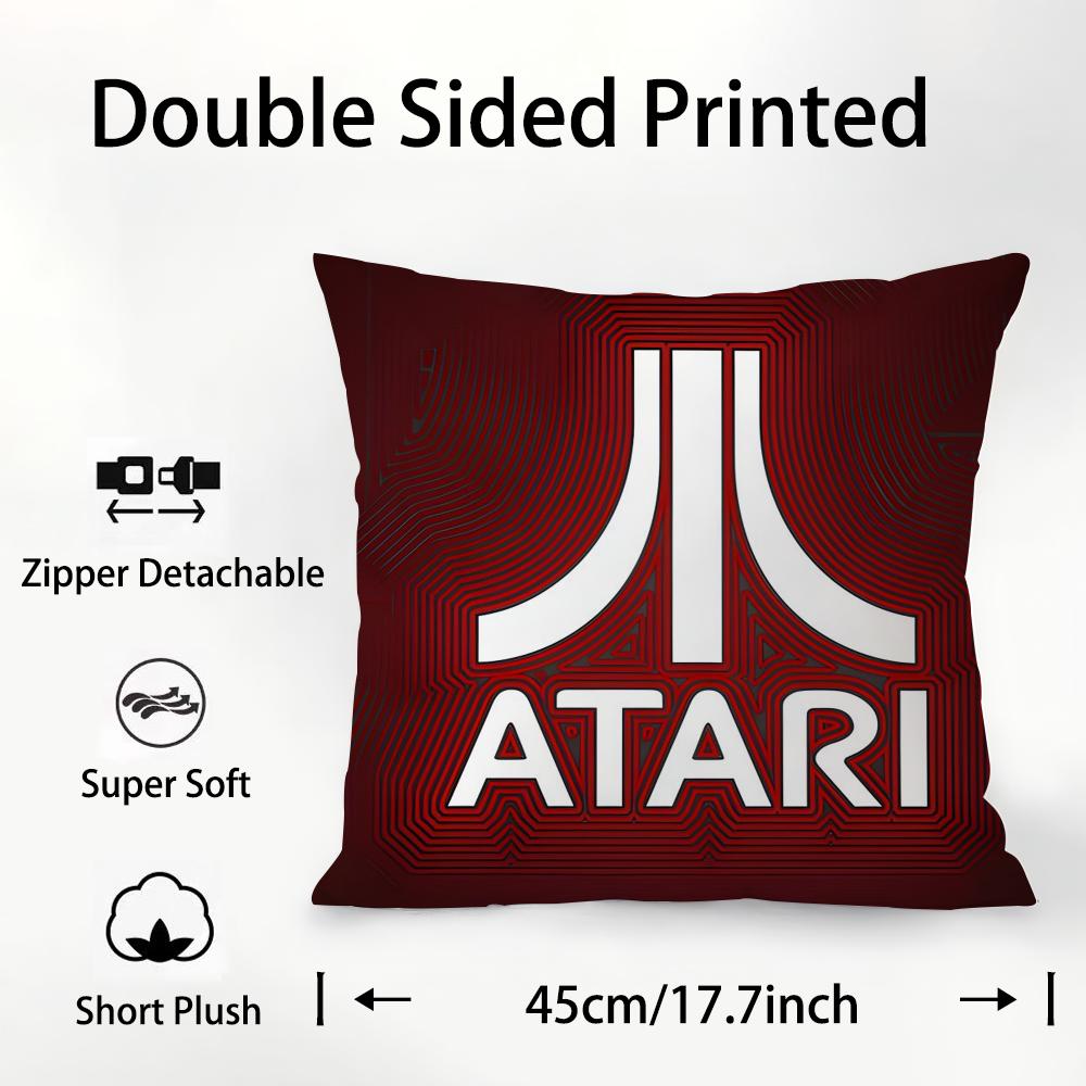A-AtariS Game Logo Pillow Case Plush Fabric Soft Double Sided Print Sofa Cushion Cover Throw Pillow Covers