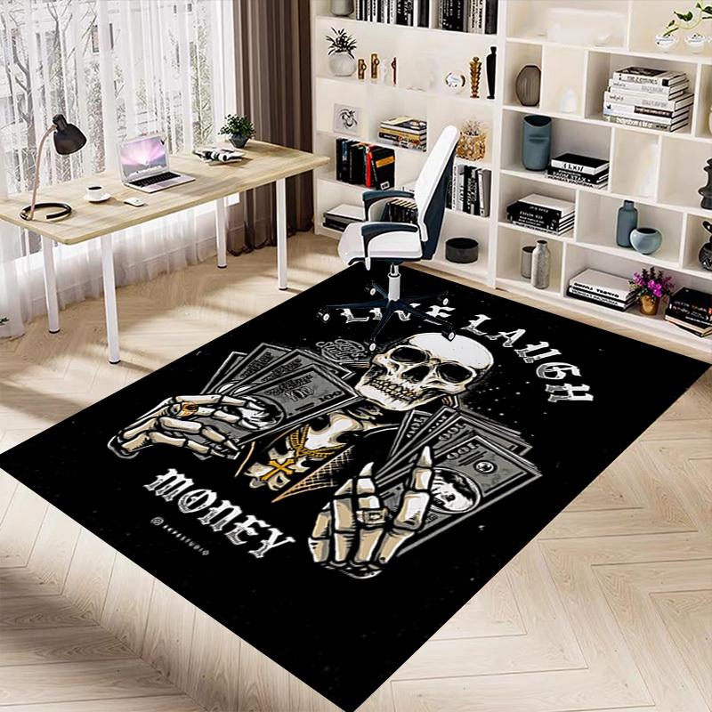 1pc Skull Money Carpet, Office Rug Outdoor Mat Home Decor Area Carpet Festival
