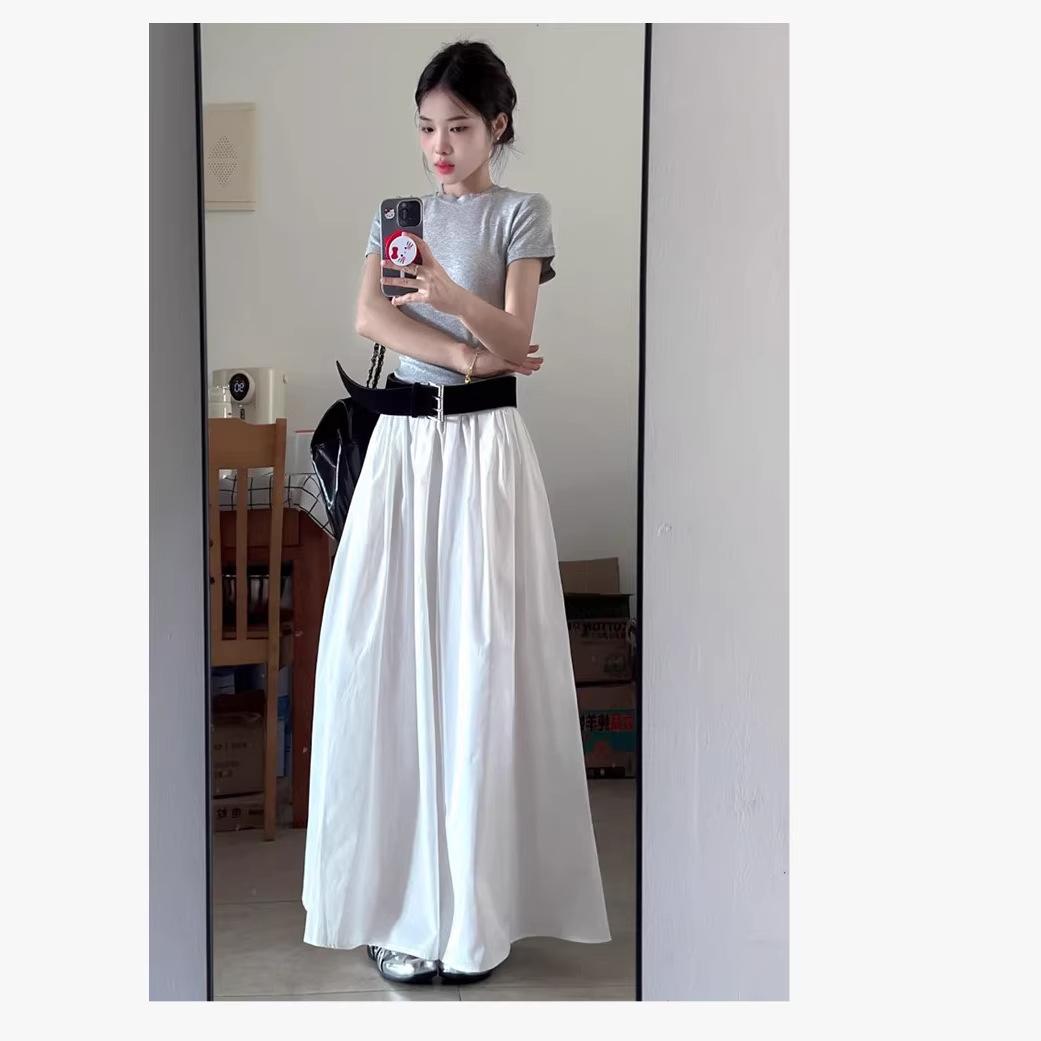 White skirt long women s summer skirt a-word long skirt pendant feeling new thin small wear M