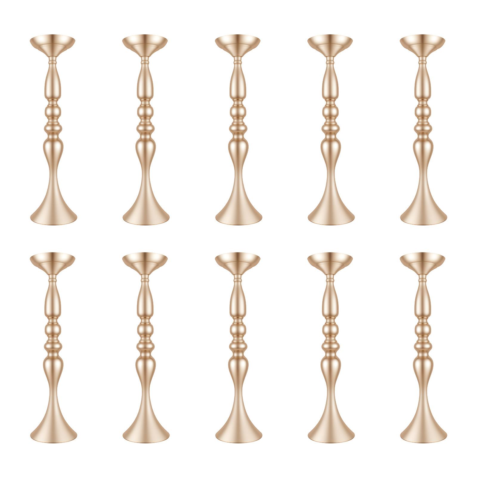 

10PCS Gold Trumpet Candle Holders, European Iron Candle Stands for Wedding Centerpiece, Birthday Party, Home Table Decor золотой