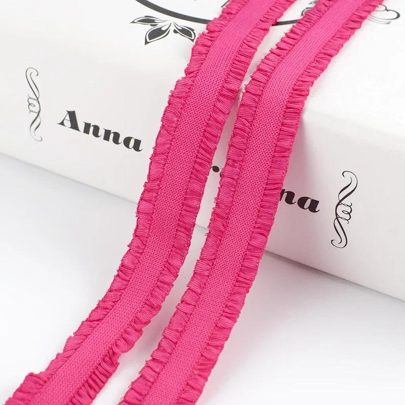 5/10Yards Meetee 12mm Ruffled Elastic Band Colorful Pleated Stretch Lace Trim Headdress Ribbon DIY Garment Sewing Accessories