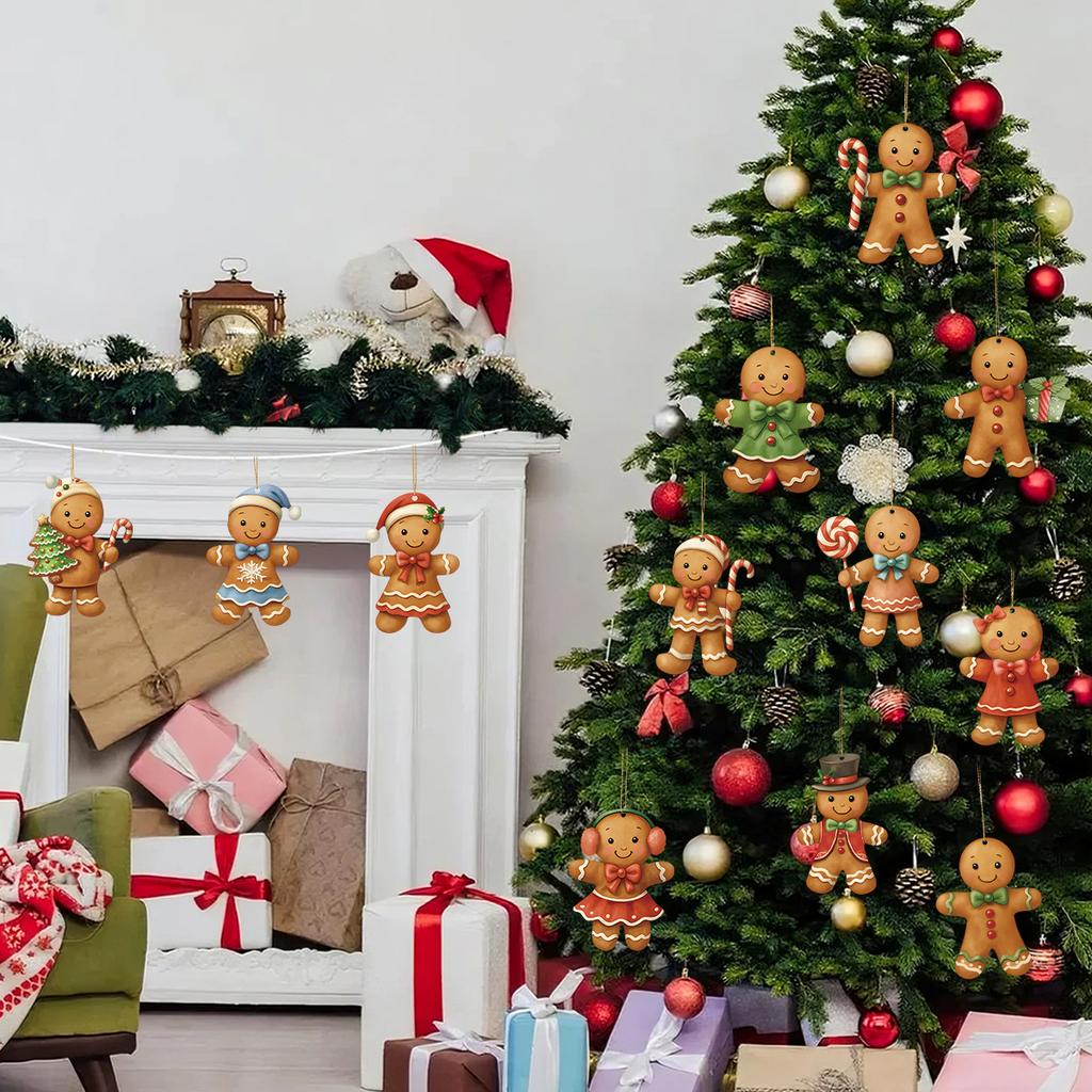 Christmas Wooden Gingerbread Man Pendant Merry Christmas Decor for Home 2026 Xmas Tree Hanging Ornament Navidad Natal New Year