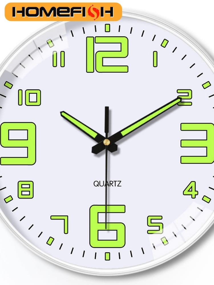8 Inch Wall Clock Luminous Clock Living Room Decorative Wall Clock Stylish Silent Hole-Free Wall Clock Quartz Clock