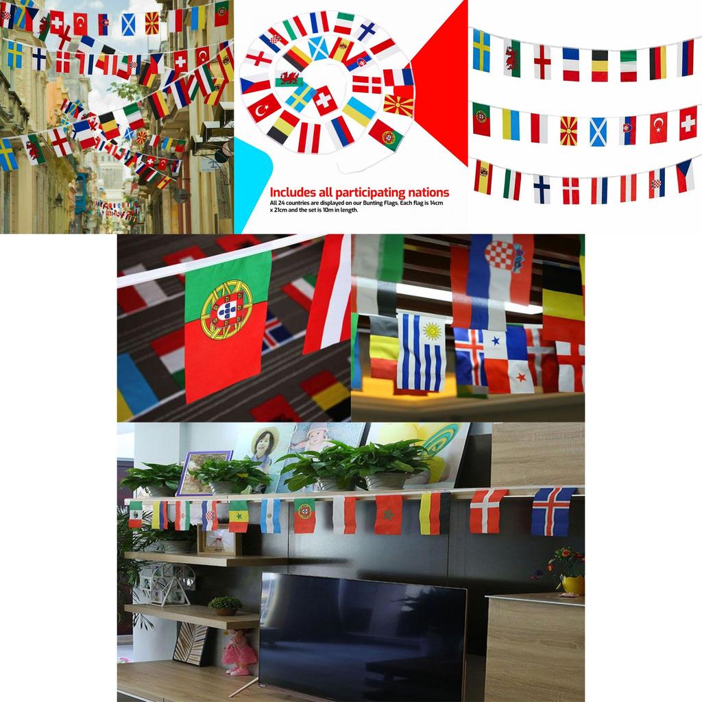 Euro Wimpel 2021 Premium Qualität Turnierflaggen für alle 24 Nationen in lebendigen Farben