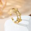Women'S 18K Gold Plated Double Layer Star Adjustable Ring, Sparkling Cubic Zirconia & Solid Star Open Band, Hypoallergenic Nicke
