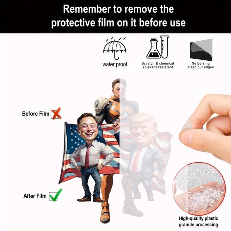 Creative New Multi-functional Acrylic Pendant, Trump and Musk, American Flags, Christmas Tree, Car Ornament