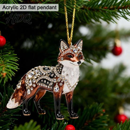 Small Animal Ornaments Christmas Acrylic Ornament Xmas Tree Hanging Decoration Decorative Charms Rhinestone Pendant for Holiday Party Decor