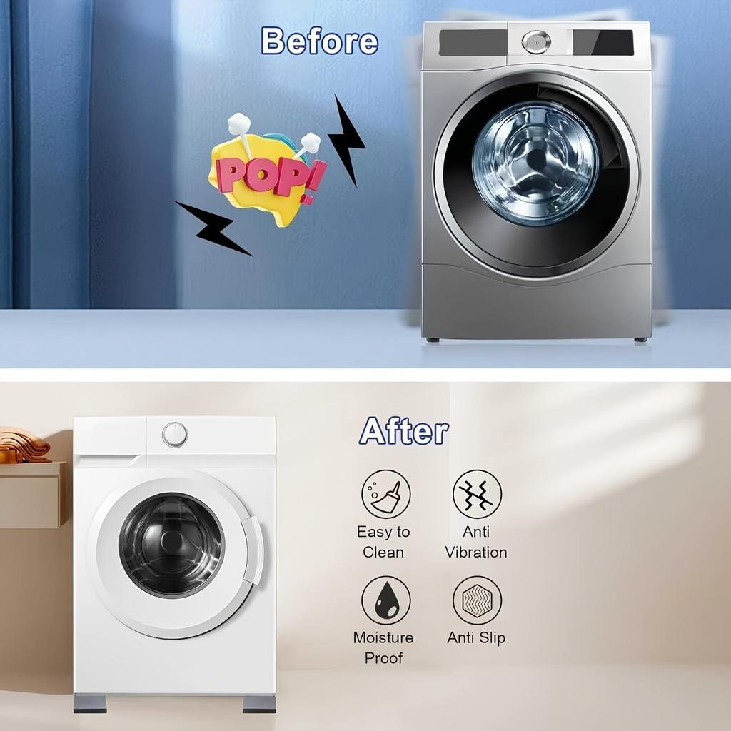 4pcs Shock-Absorbing Pads for Washing Machines Dryers and Refrigerators Anti-Slip Noise Reducing Moisture-Proof Base