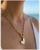 Romantic Heart Pendant Necklace Gold Plated Stainless Steel Paperclip Chain Enamel Love Shape Waterproof Aesthetic Mother Gift
