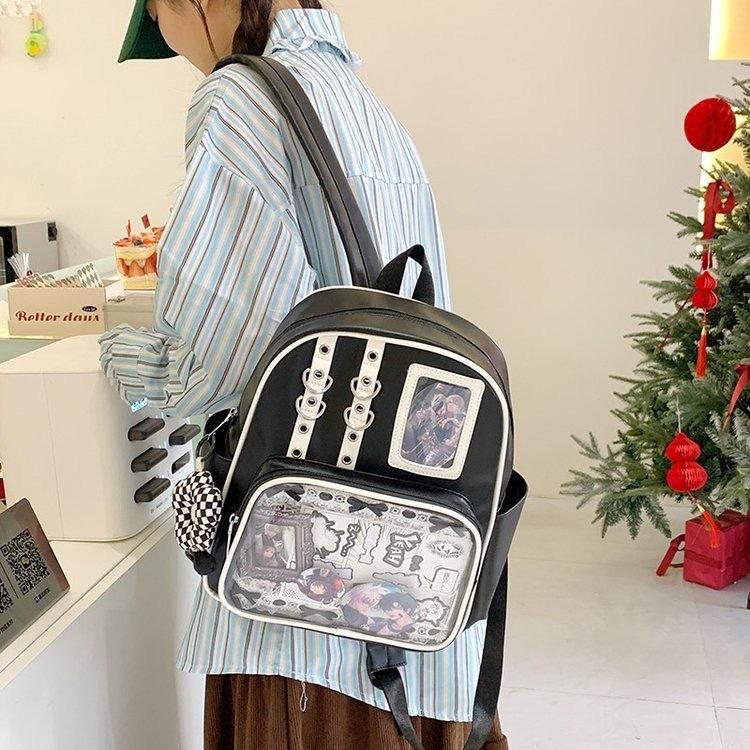 Contrasting Goods Backpack With Large Capacity And Adjustable Straps Shoulder