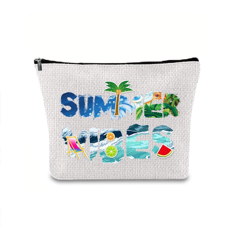 Large Capacity Linen Makeup Bag: Cross-Border Printed Cosmetic Storage with Zipper