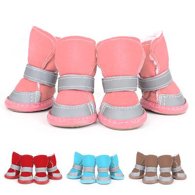 4 Stück Hundeschuhe, warme reflektierende Hundestiefel, Schneestiefel für Haustiere, rutschfeste Schuhe, Socken, Schuhe für kleine und mittelgroße Hunde