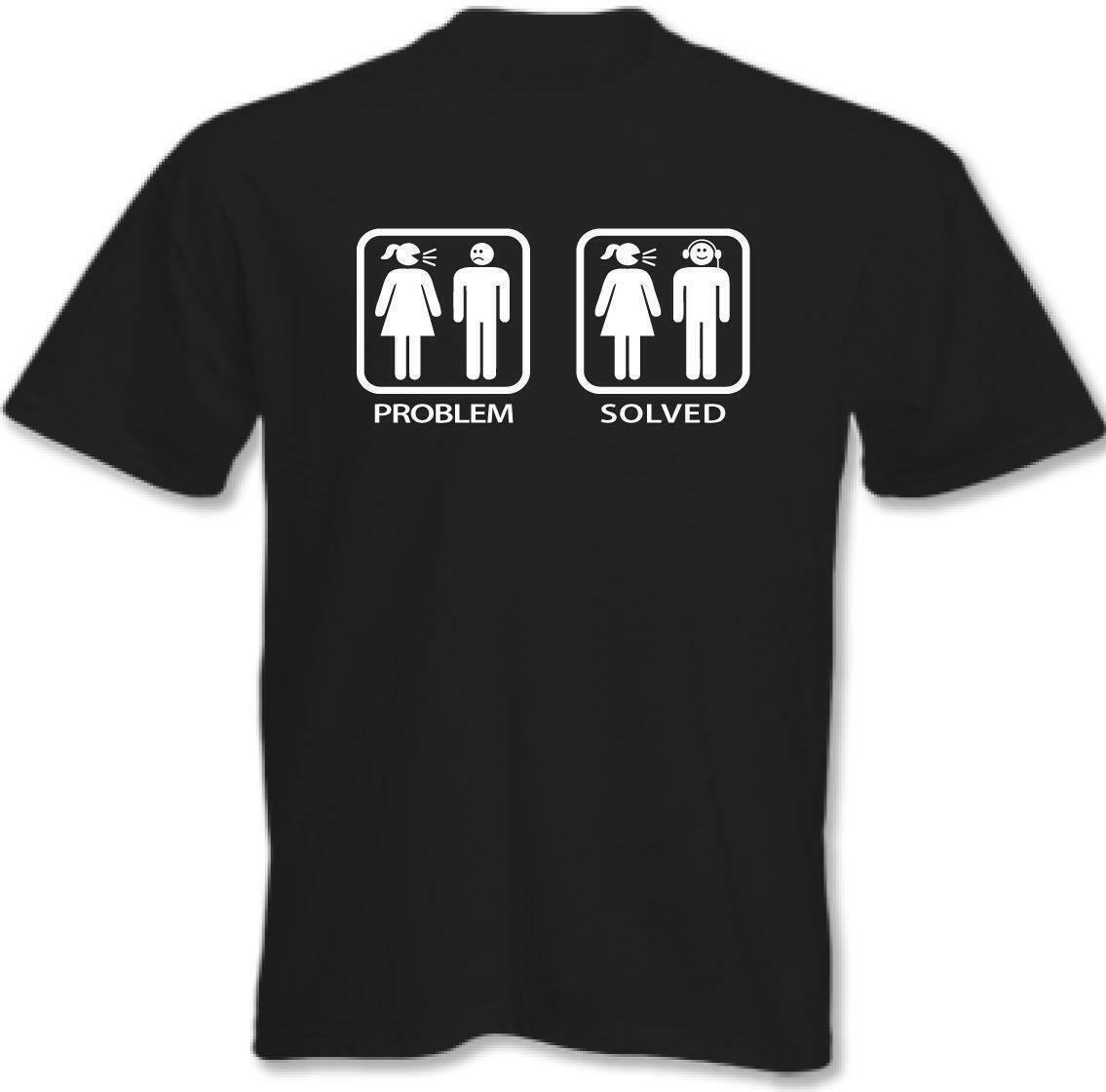 Problem Solved Headphones - Mens Funny T-Shirt Earplugs beats Noise Reduction S разноцветный