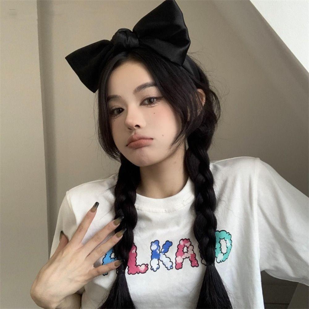 Satin Lolita Hair Band Sweet Cosplay Hair Hoop Elegant Bowknot Headband  Girls