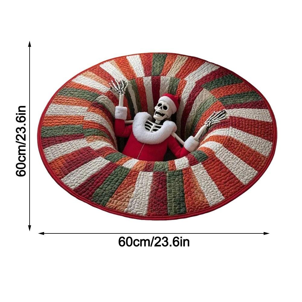 Crystal Velvet Christmas Round Carpet Red 3D Special-shaped Christmas Tree Base Mat Atmosphere Decoration Anti-Slip
