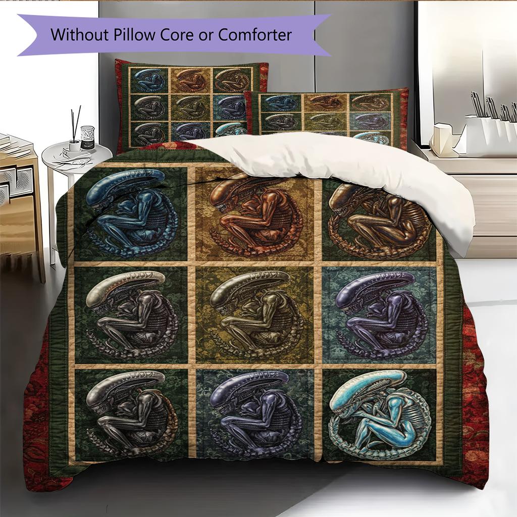 Cartoon Pattern Bedding Quilt Set Quilt Cover Pillowcase Home Decoration Birthday Gift (1 * Duvet Cover + 2 * Pillowcase, Without Core)